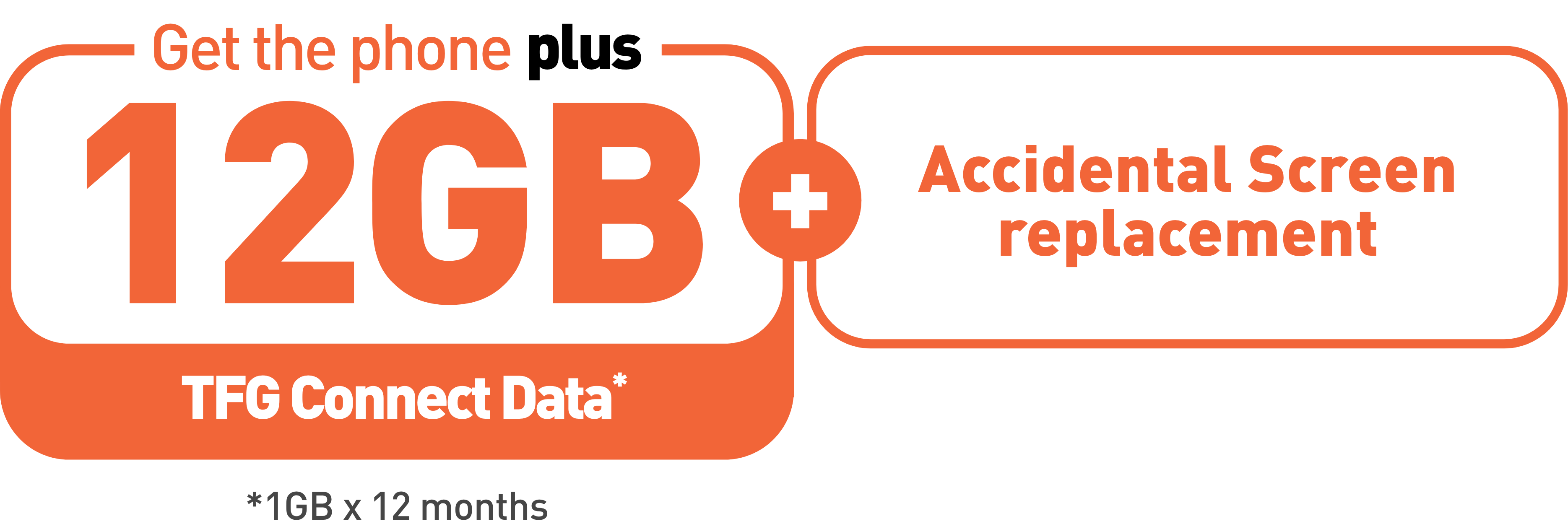 Get the phone with 12GB TFG Connect Data plus Accidental Screen replacement. 1GB x 12 months.